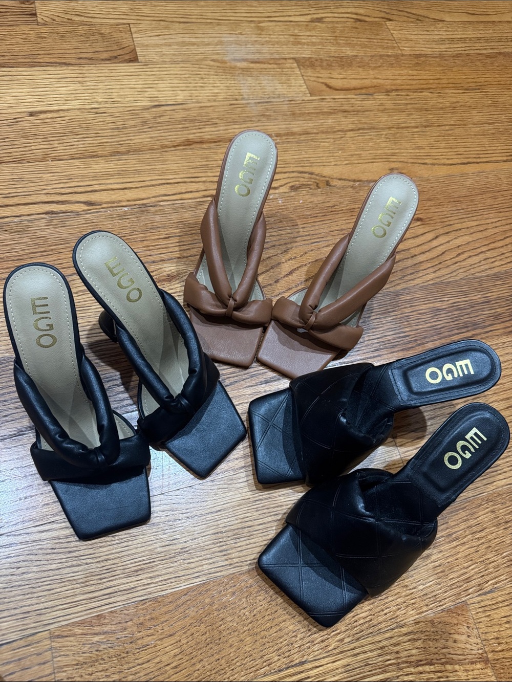 ASOS Heel Bundle Open-Toe Knot Slip-On Heels in Black and Brown